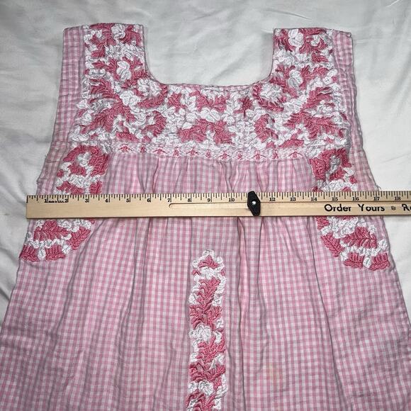 J. Marie Top Womens Size S Pink Gingham Floral Embroidered Sleeveless Tank READ - Picture 7 of 14